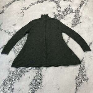 Vtg Express Tricot Sweater Womens Size Medium Olive Green Mohair Blend Open Knit